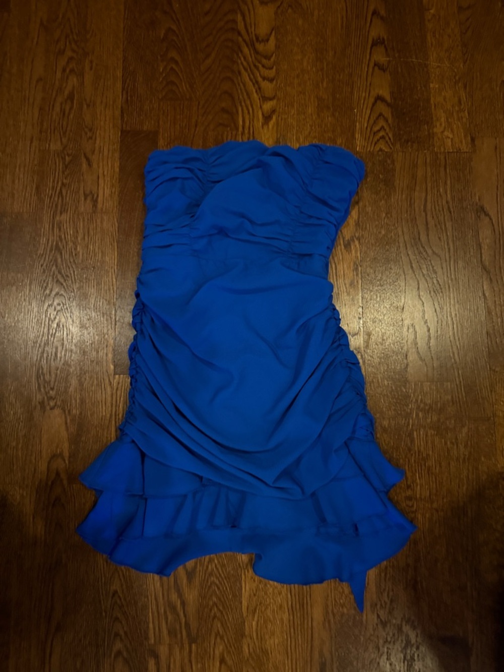 Strapless Backless Ruffle Dress in Royal Blue